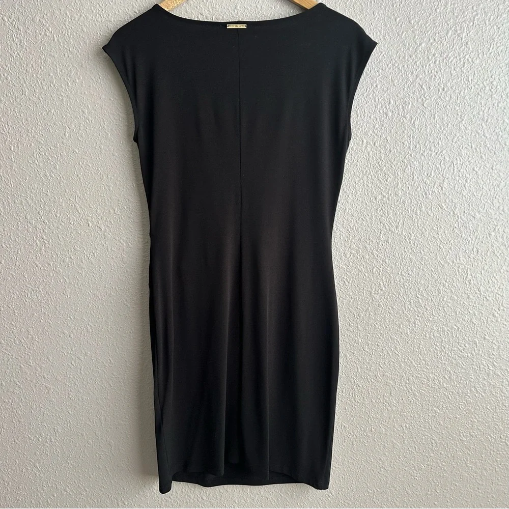 Michael Kors NEW Black short sleeve cowl neck knot tie waist cocktail dress‎ NWT